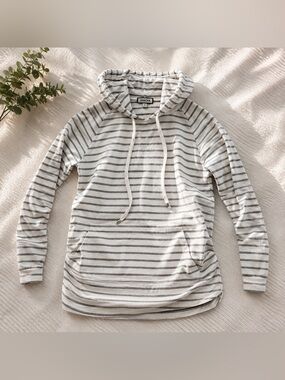 GINKANA Striped Hoodie in Gray and White